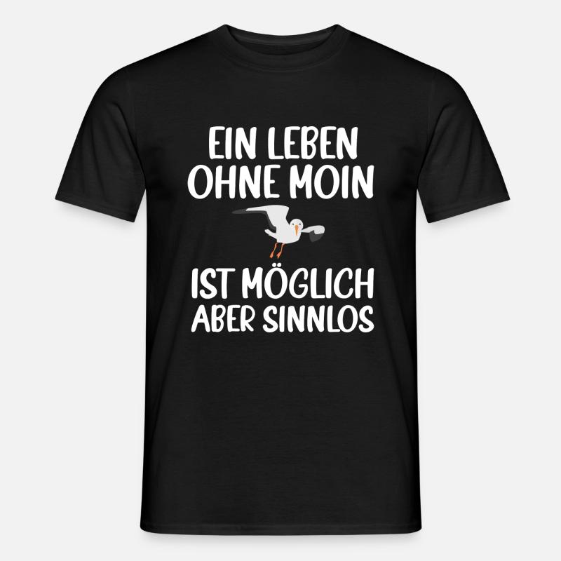 Plattdeutsch Moin Möwe Hamburger Spruch - Männer T-Shirt - Schwarz