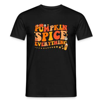 Pumpkin spice everything groovy fall - Men's T-Shirt - black - Front - AI Model Male 178 light (178cm)