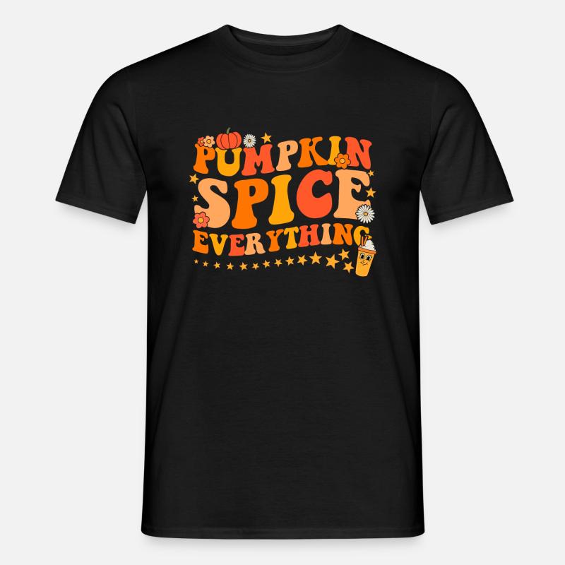 Pumpkin spice everything groovy fall - Men’s T-shirt - black