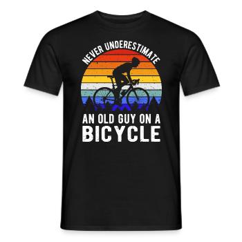 Never Underestimate An Old Guy On A Bicycle I - Men's T-Shirt - black - Front - AI Model Male 178 light (178cm)