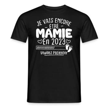 Mamie en 2023 / Cadeau future mamie 2023 - T-shirt homme - noir - Devant - AI Model Male 178 light (178cm)
