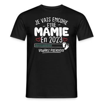 Mamie en 2023 / Cadeau future mamie 2023 - T-shirt homme - noir - Devant - AI Model Male 178 light (178cm)