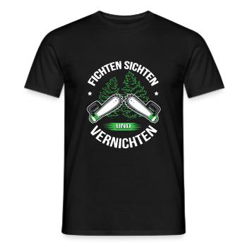 Holzfäller T-Shirt Fichten Sichten und Vernichten - Männer T-Shirt - Schwarz - Vorne - AI Model Male 178 light (178cm)