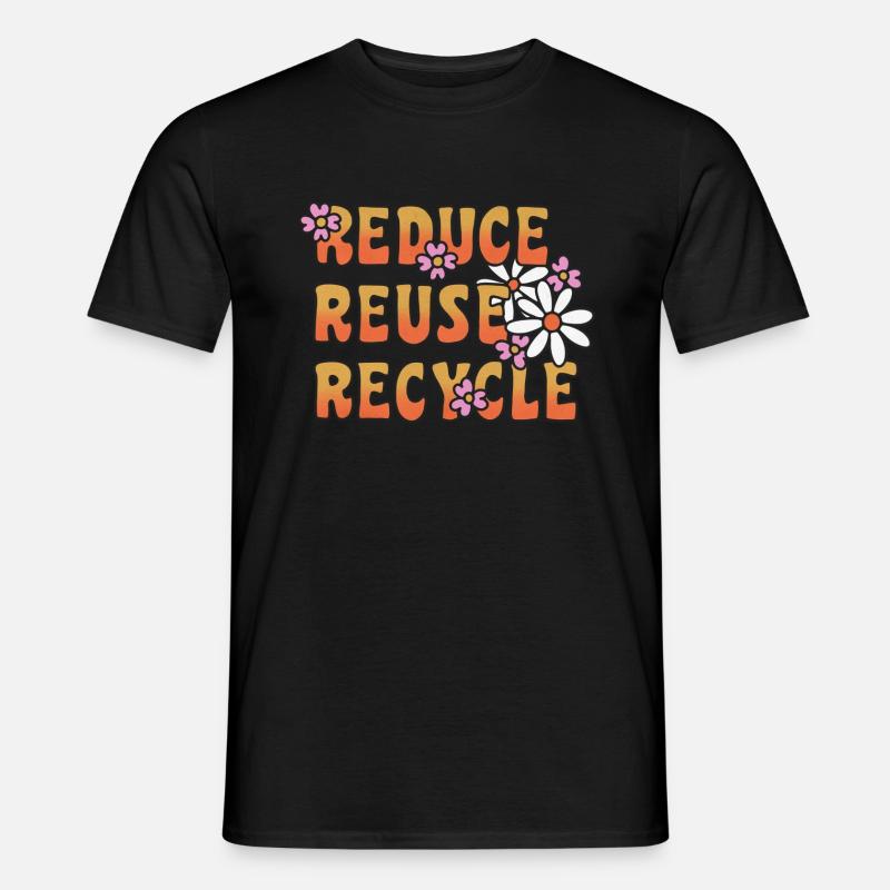 Reduce Reuse Recycle Blümchen - Männer T-Shirt - Schwarz