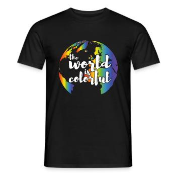 LGBT Die Welt ist bunt - Männer T-Shirt - Schwarz - Vorne - AI Model Male 178 light (178cm)