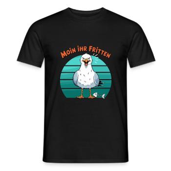 Moin ihr Fritten Möwe Hamburg Hamburger Nordsee - T-shirt homme - noir - Devant - AI Model Male 178 light (178cm)