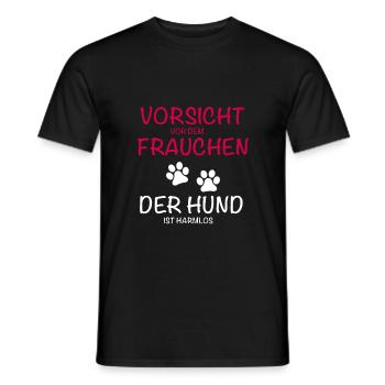 Vorsicht Frauchen Hund - Männer T-Shirt - Schwarz - Vorne - AI Model Male 178 light (178cm)