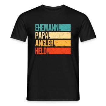 Angeln Ehemann Papa Angler Retro Vatertag - Männer T-Shirt - Schwarz - Vorne - AI Model Male 178 light (178cm)