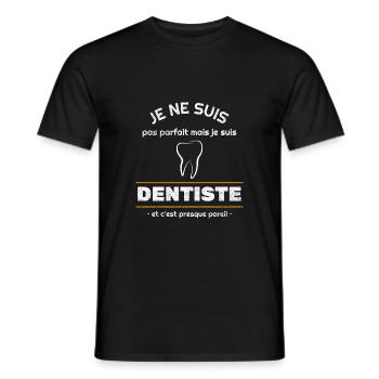 je ne suis pas parfait mais je suis dentiste - T-shirt homme - noir - Devant - AI Model Male 178 light (178cm)