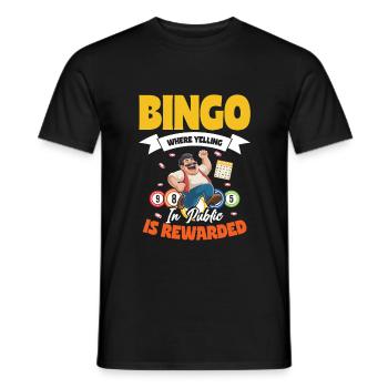 Bingo Where Yelling In Public Is Rewarded - Men's T-Shirt - black - Front - AI Model Male 178 light (178cm)