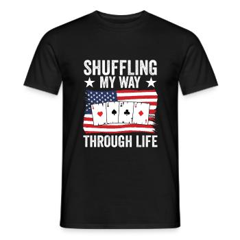 Funny Pinochle Card Player USA Drapeau - T-shirt homme - noir - Devant - AI Model Male 178 light (178cm)
