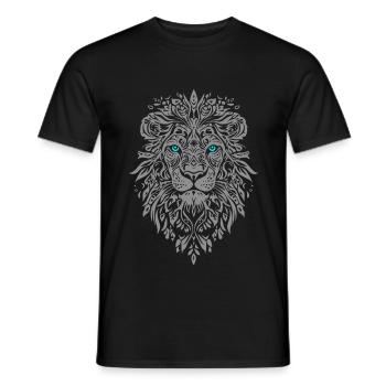 Silver Lion Face Blue Eyes - Men's T-Shirt - black - Front - AI Model Male 178 light (178cm)