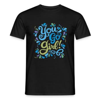 Girl Power Bleu Vert - T-shirt homme - noir - Devant - AI Model Male 178 light (178cm)