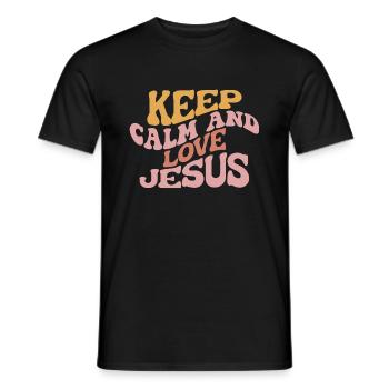 Keep Calm And Love Jesus - Men's T-Shirt - black - Front - AI Model Male 178 light (178cm)