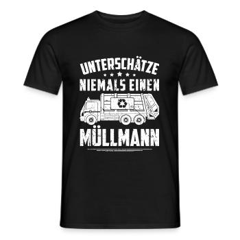 Unterschätze Niemals Einen Müllmann Müllabfuhr - Männer T-Shirt - Schwarz - Vorne - AI Model Male 178 light (178cm)