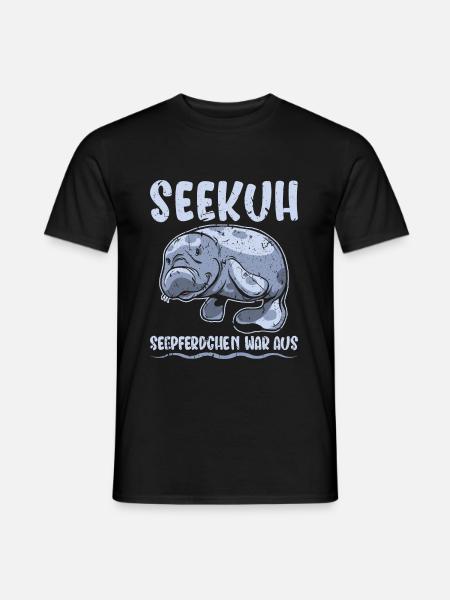 Seekuh Schwimmer Schwimmerin Schwimmen - Männer T-Shirt - Schwarz