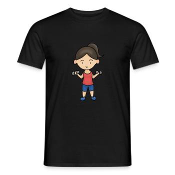 Girlpower brünett Hantel Gym Training - Männer T-Shirt - Schwarz - Vorne - AI Model Male 178 light (178cm)
