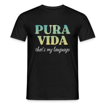 Pura Vida C’est ma langue - Costa Rica Souvenir - T-shirt homme - noir - Devant - AI Model Male 178 light (178cm)