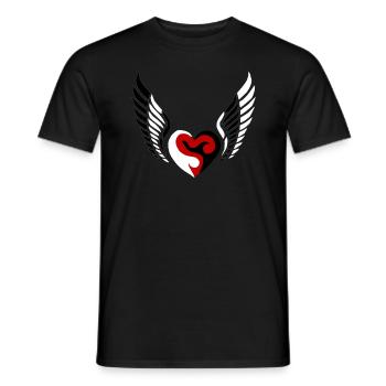 Wings Heart Black White - Men's T-Shirt - black - Front - AI Model Male 178 light (178cm)