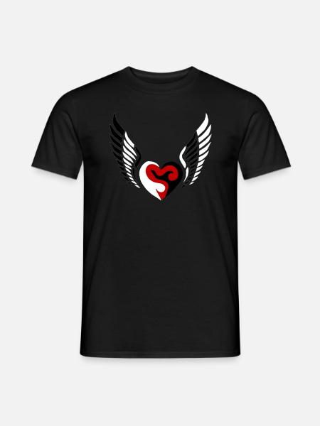 Wings Heart Black White - Men's T-Shirt - black