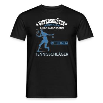 Tennisschläger Shirt • Tennisspieler • Geschenk - Männer T-Shirt - Schwarz - Vorne - AI Model Male 178 light (178cm)