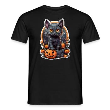 Halloween Katze Blankovorlage 2.0 - Männer T-Shirt - Schwarz - Vorne - AI Model Male 178 light (178cm)