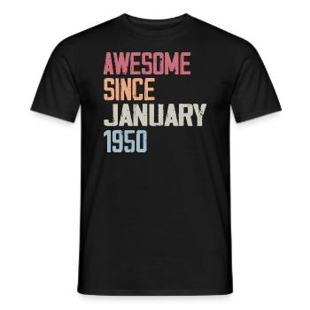 Anniversaire Janvier 1950 Rétro 1950 Janvier - T-shirt homme - noir - Devant - AI Model Male 178 light (178cm)