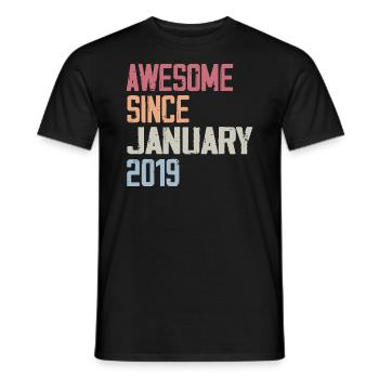 Anniversaire Janvier 2019 Rétro 2019 Janvier - T-shirt homme - noir - Devant - AI Model Male 178 light (178cm)