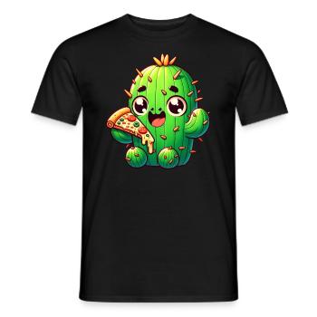Süßer Kawaii Kaktus mit Pizza - Männer T-Shirt - Schwarz - Vorne - AI Model Male 178 light (178cm)