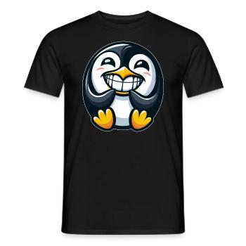 Cute Penguin Teeth Show Cartoon Illustration - Men's T-Shirt - black - Front - AI Model Male 178 light (178cm)