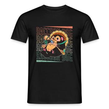 raccoon dog raccoon dog Enok Japan - Men's T-Shirt - black - Front - AI Model Male 178 light (178cm)