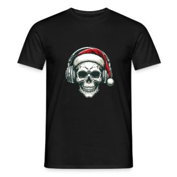Totenkopf Weihnachten Musik Kopfhörer Christmas - Männer T-Shirt - Schwarz - Vorne - AI Model Male 178 light (178cm)
