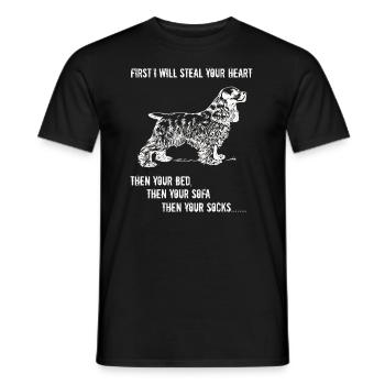 Spaniel Zuerst werde ich dein Herz stehlen - Männer T-Shirt - Schwarz - Vorne - AI Model Male 178 light (178cm)