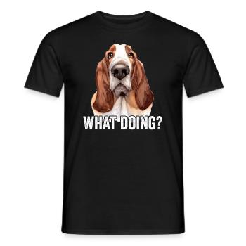 Basset Hound Was macht - Männer T-Shirt - Schwarz - Vorne - AI Model Male 178 light (178cm)