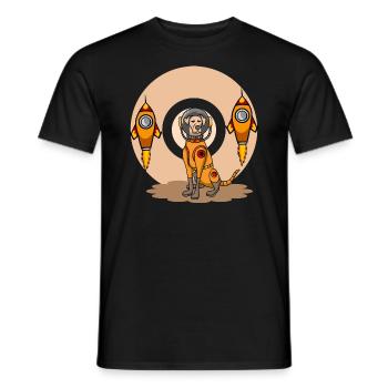 Comic Hunde Astronaut im Weltraum mit Raketen - Männer T-Shirt - Schwarz - Vorne - AI Model Male 178 light (178cm)