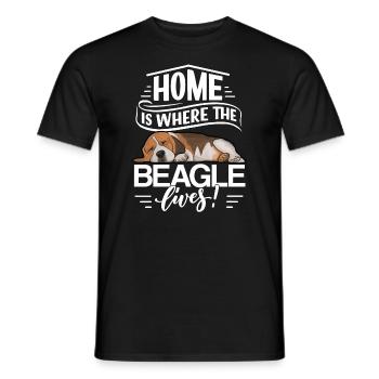 Beagle Dog Home Is Where The Beagle Lives - Men's T-Shirt - black - Front - AI Model Male 178 light (178cm)