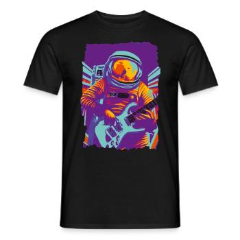 Rockgitarrist Astronaut - Männer T-Shirt - Schwarz - Vorne - AI Model Male 178 light (178cm)