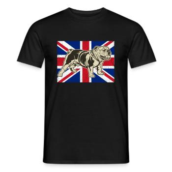 Englische Bulldogge Union Jack Flagge - Männer T-Shirt - Schwarz - Vorne - AI Model Male 178 light (178cm)