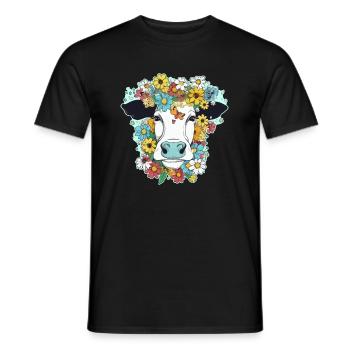 Kuh und Blumen - Männer T-Shirt - Schwarz - Vorne - AI Model Male 178 light (178cm)