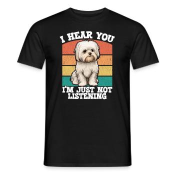 Chien maltais je t’entends je n’écoute tout simplement pas - T-shirt homme - noir - Devant - AI Model Male 178 light (178cm)