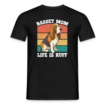 Basset Hound Basset Mom Life Is Ruff - Männer T-Shirt - Schwarz - Vorne - AI Model Male 178 light (178cm)