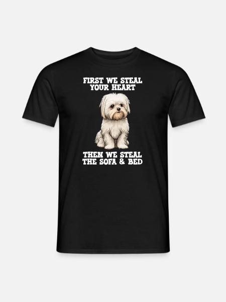Malteser Hund zuerst stehlen wir dein Herz - Männer T-Shirt - Schwarz
