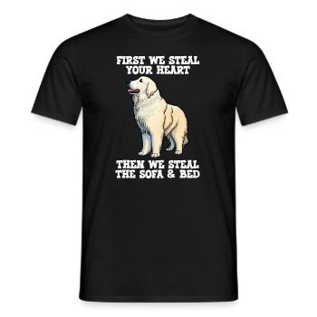 Les grandes Pyrénées d’abord nous volons votre cœur - T-shirt homme - noir - Devant - AI Model Male 178 light (178cm)