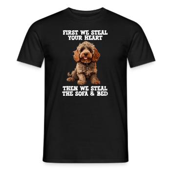 Cockapoo d’abord nous volons votre cœur - T-shirt homme - noir - Devant - AI Model Male 178 light (178cm)