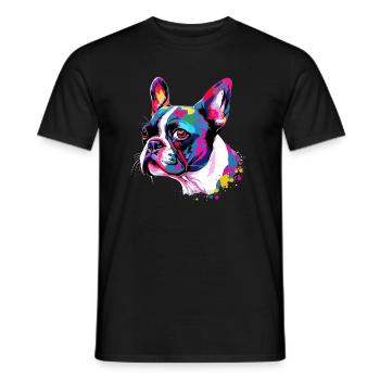 Boston Terrier Bunt - Männer T-Shirt - Schwarz - Vorne - AI Model Male 178 light (178cm)