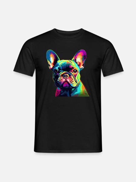Französische Bulldogge Bunt - Männer T-Shirt - Schwarz