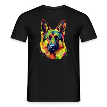 German Shepherd Dog Colorful - Men's T-Shirt - black - Front - AI Model Male 178 light (178cm)
