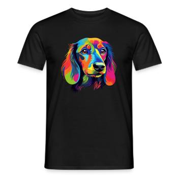 Dackelhund Hund Bunt - Männer T-Shirt - Schwarz - Vorne - AI Model Male 178 light (178cm)