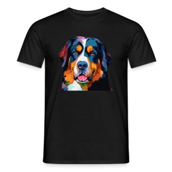 Bernese Mountain Dog Colorful - Men's T-Shirt - black - Front - AI Model Male 178 light (178cm)
