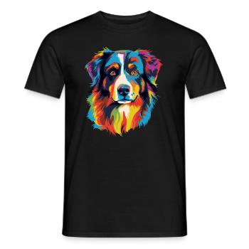 Australian Shepherd Hund Bunt - Männer T-Shirt - Schwarz - Vorne - AI Model Male 178 light (178cm)